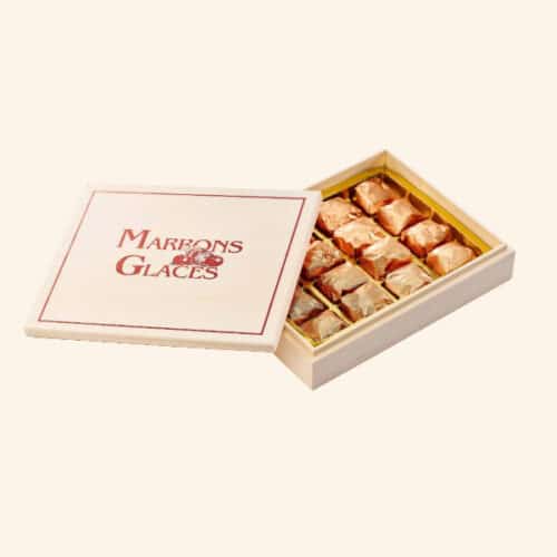 coffret bois 16 marrons glacés