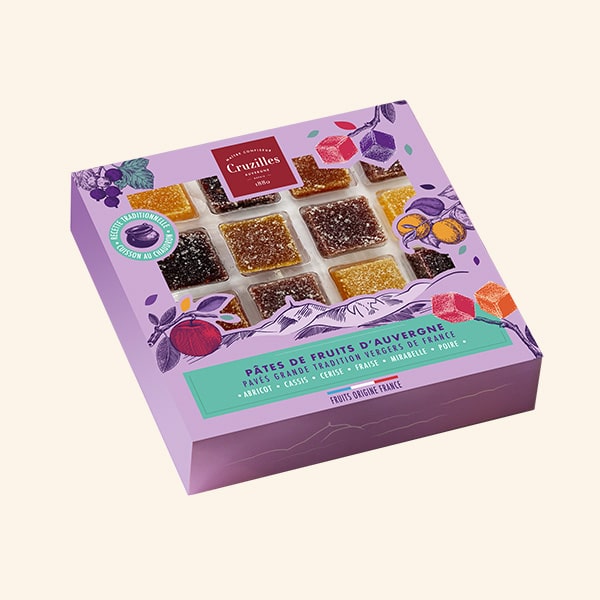 boîte cadeau de 16 pâtes de fruits pavés grande tradition vergers de france