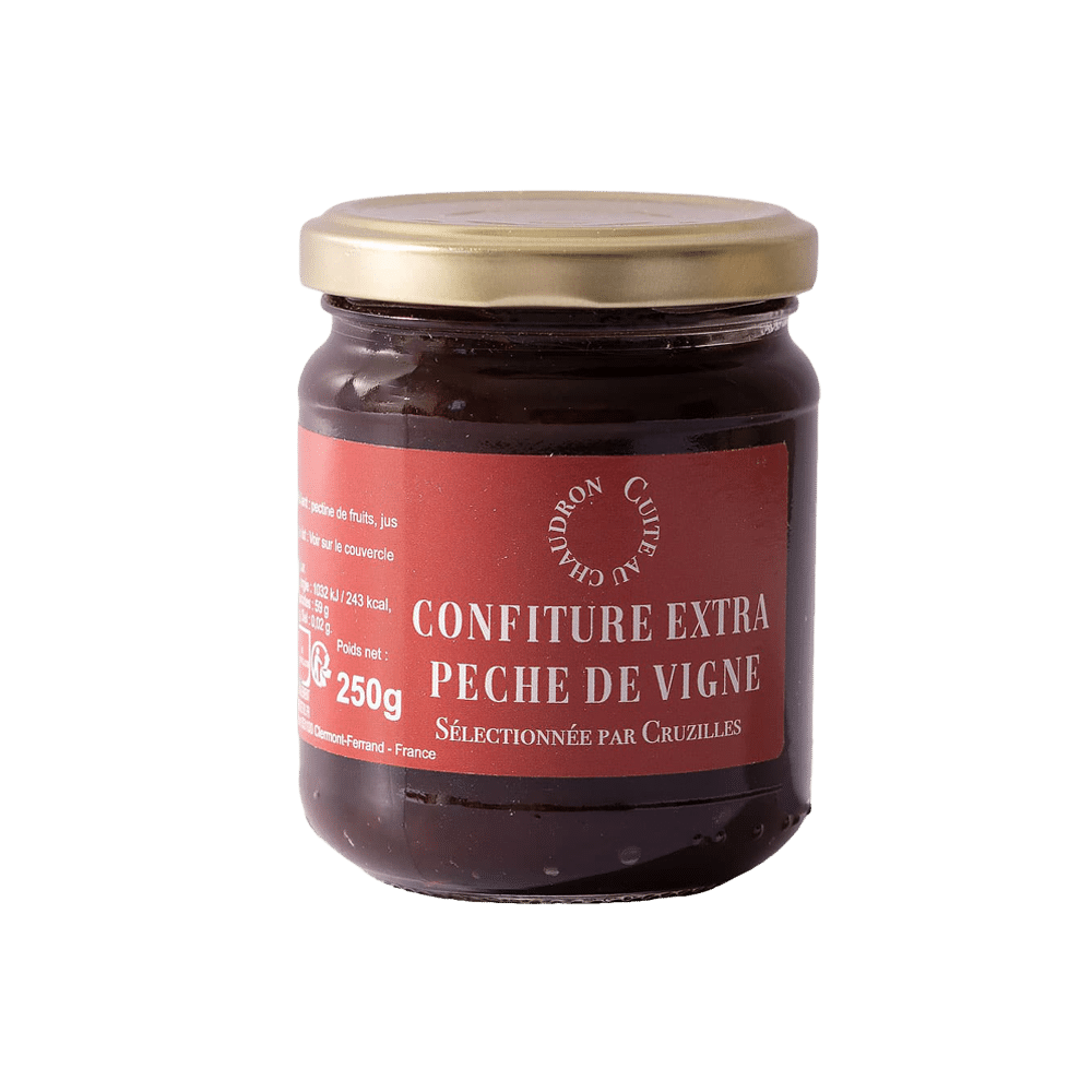 pot confiture extra peche de vigne cruzilles