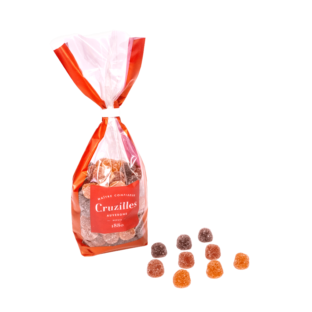 sachet de pates de fruits fraisettes framboisettes myrtillettes cruzilles