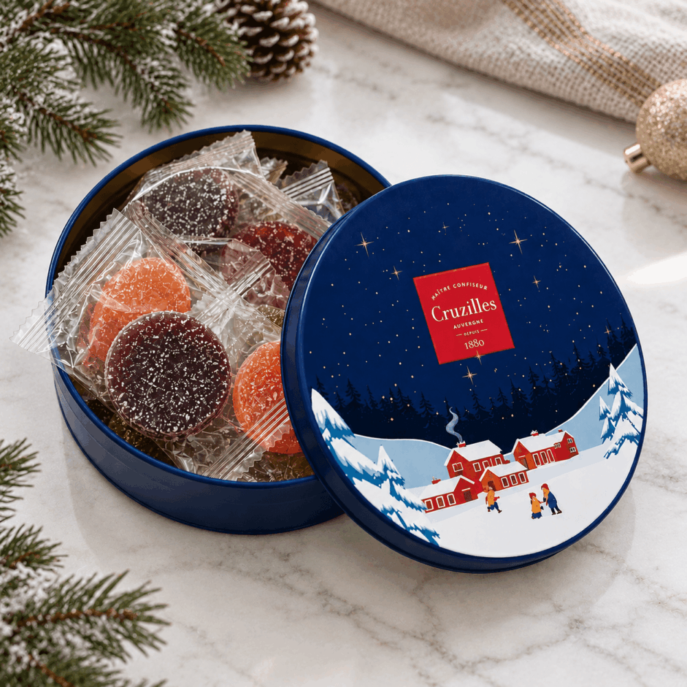 boite metal noel ronde pates fruits forme pastilles cruzilles