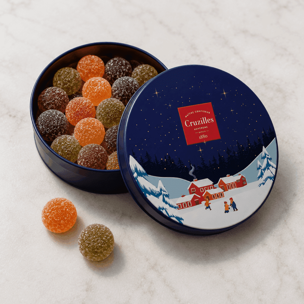 boite metal noel ronde pates fruits forme pastilles cruzilles