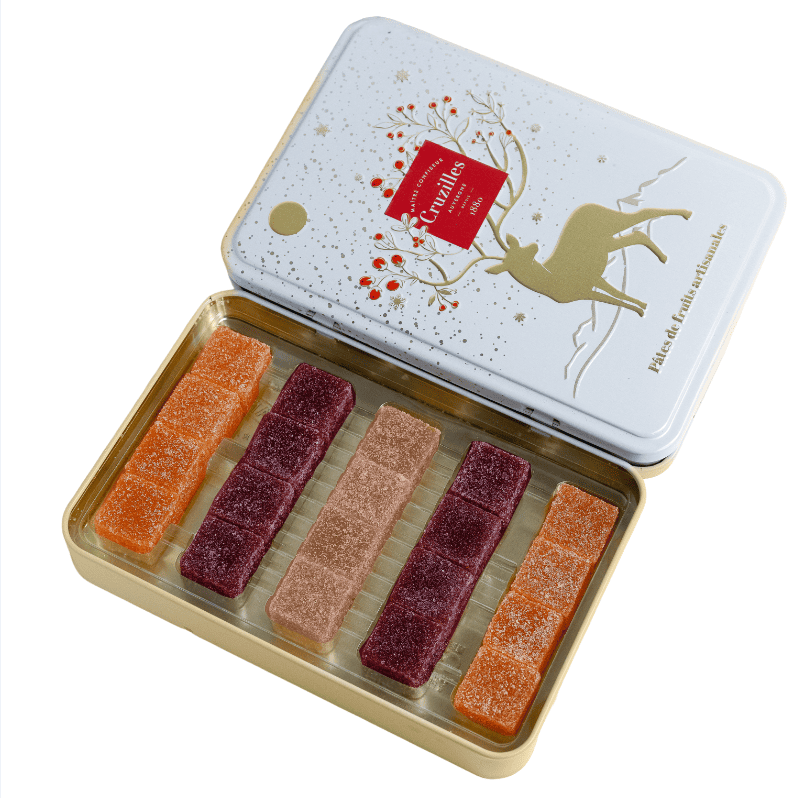 demi boîte métal noël, pâtes de fruits grande tradition