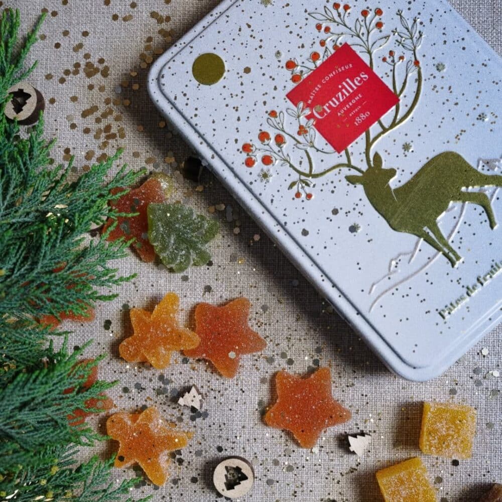 demi boîte métal noël, pâtes de fruits grande tradition