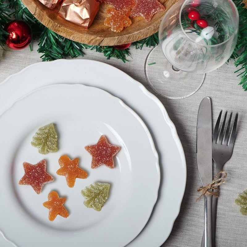 sachet pates fruits forme festive posees assiette fetes