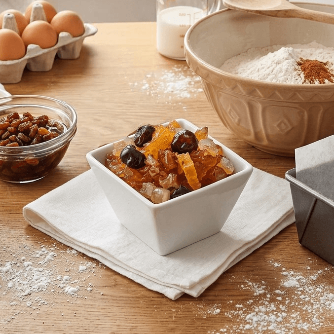 melange patissier lumineux fruits confits