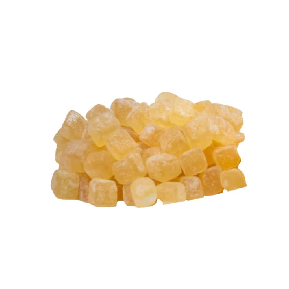 cubes poudrés de gingembre confit