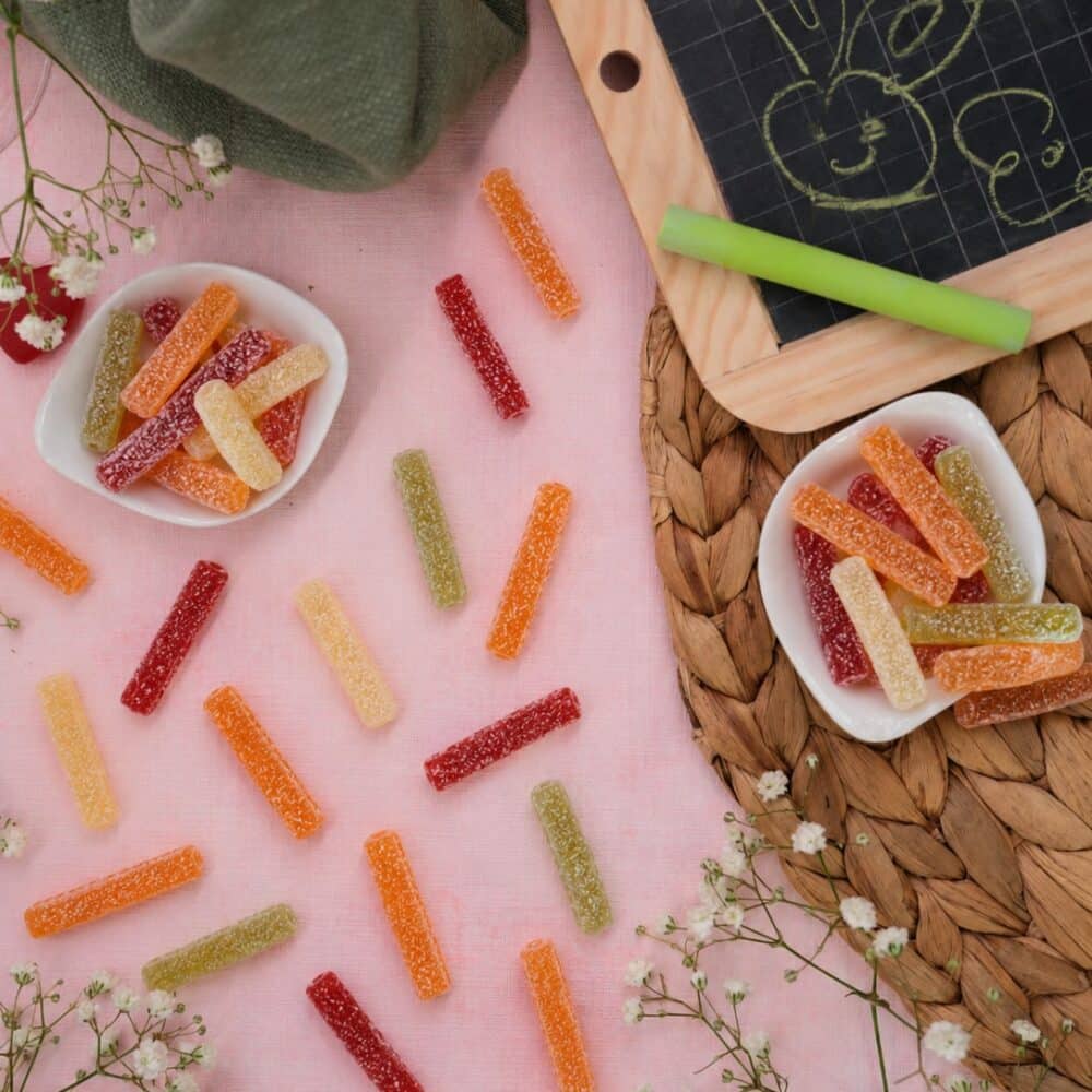 soft, tangy fruit candies, fried